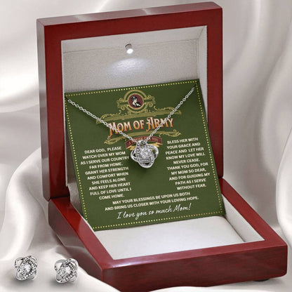 JGF Jewelry Gifts for Family Mother And Son Army Necklace And Earrings Jewelry Set For Women