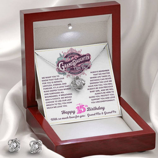 JGF Jewelry Gifts for Family Granddaughter Necklace From Grandpa And Grandma Happy 15th Birthday Card Gift 15 Year Old Teen Girl