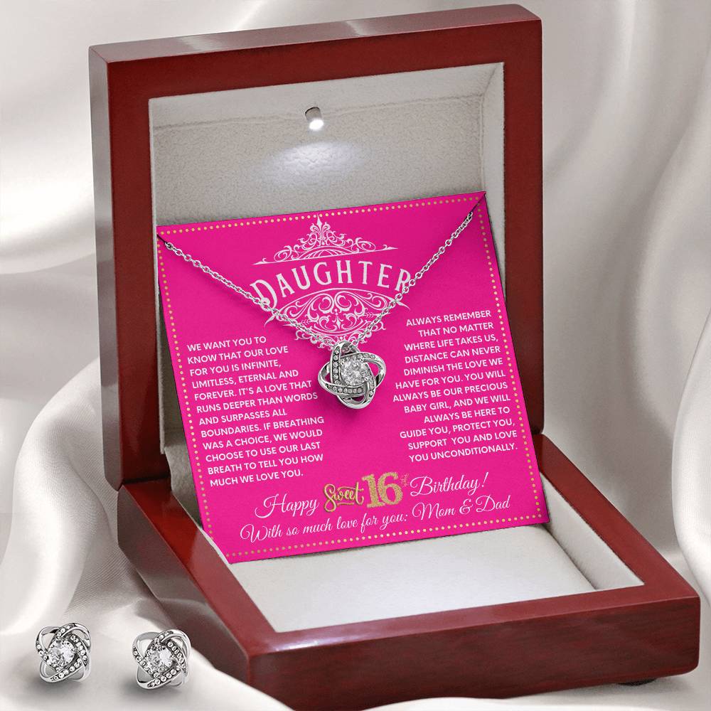 JGF Jewelry Gifts for Family 16 Year Old Happy 16th Birthday Card To My Daughter Necklace From Mom And Dad