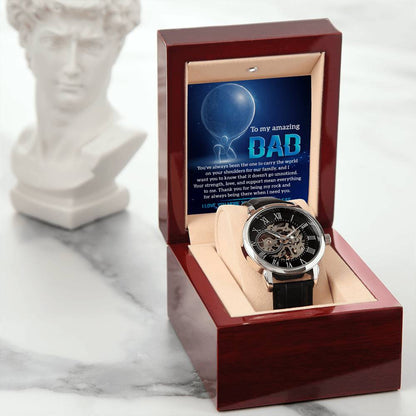 Dad-Carry The World-Men's Luxury Openwork Watch