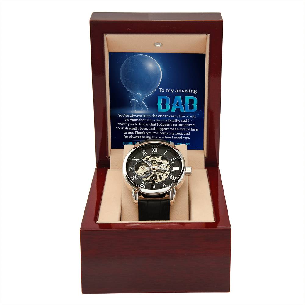 Dad-Carry The World-Men's Luxury Openwork Watch