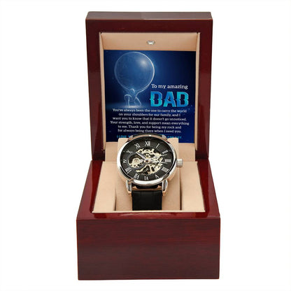 Dad-Carry The World-Men's Luxury Openwork Watch