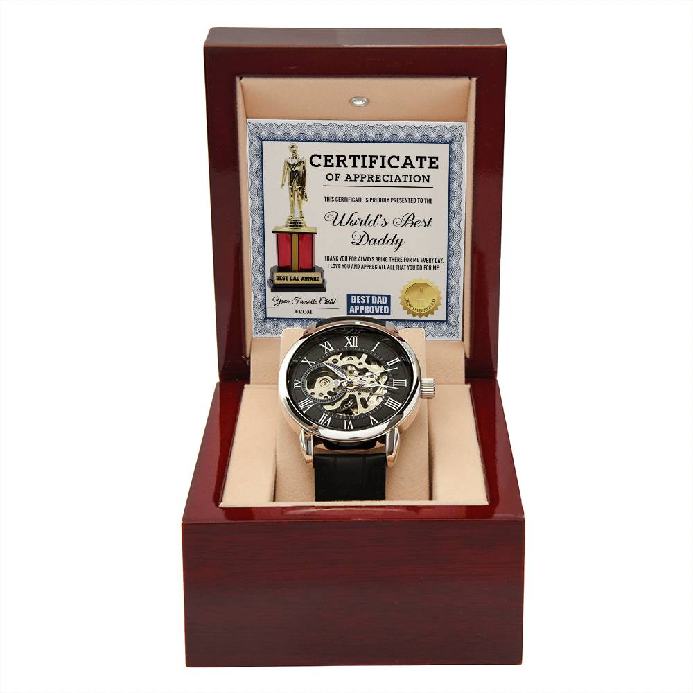 Dad-World's Best Daddy-Men's Openwork Watch