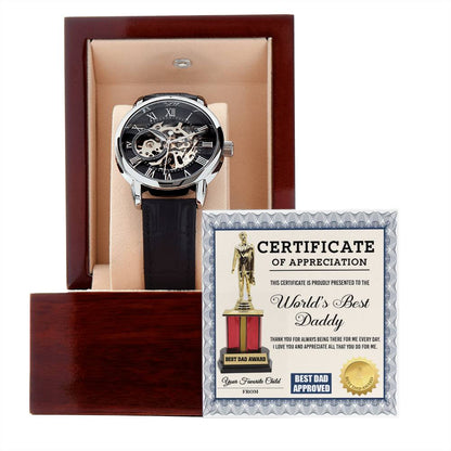 Dad-World's Best Daddy-Men's Openwork Watch