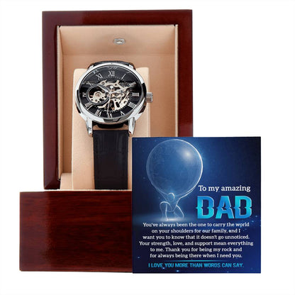 Dad-Carry The World-Men's Luxury Openwork Watch