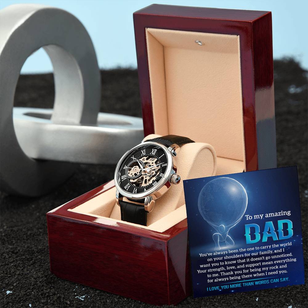 Dad-Carry The World-Men's Luxury Openwork Watch