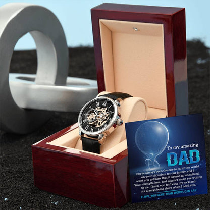Dad-Carry The World-Men's Luxury Openwork Watch