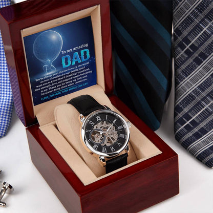 Dad-Carry The World-Men's Luxury Openwork Watch