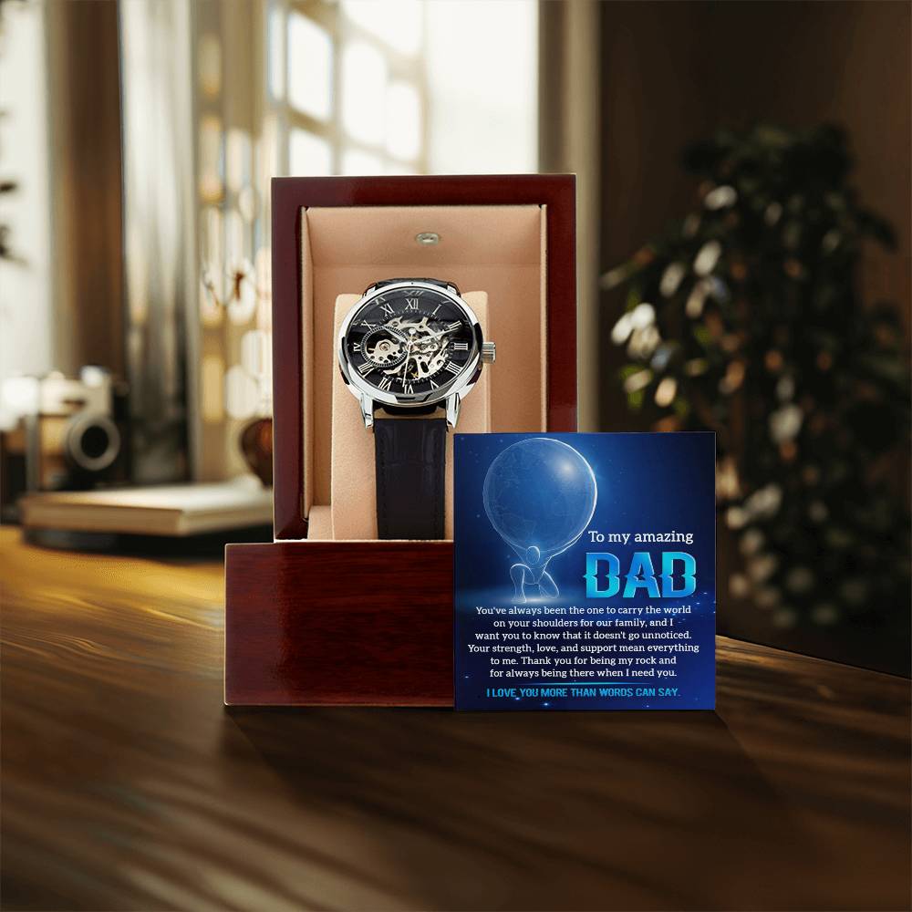 Dad-Carry The World-Men's Luxury Openwork Watch