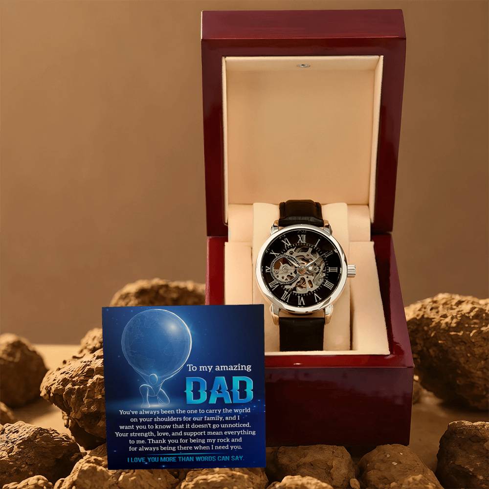 Dad-Carry The World-Men's Luxury Openwork Watch