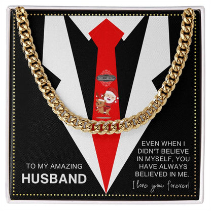JGF Jewelry Gifts for Family Amazing Husband Christmas Card Cuban Chain Necklace