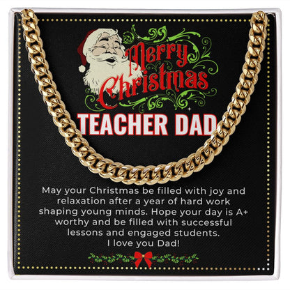JGF Jewelry Gifts for Family | My Daddy Is A Teacher | Sterling Silver Necklace Charm Christmas Gifts For Dad