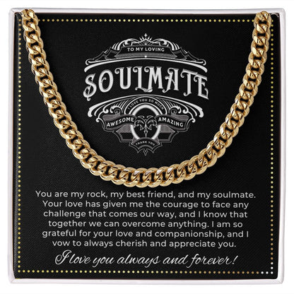 JGF Jewelry Gifts for Family | Mens Sterling Silver Cuban Chain Necklace | To My Soulmate Gifts For Him