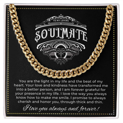 JGF Jewelry Gifts for Family | Cuban Link Chain For Men Sterling Silver | To My Soulmate Gifts For Men