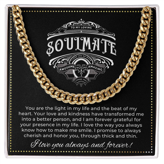 JGF Jewelry Gifts for Family | Cuban Link Chain For Men Sterling Silver | To My Soulmate Gifts For Men