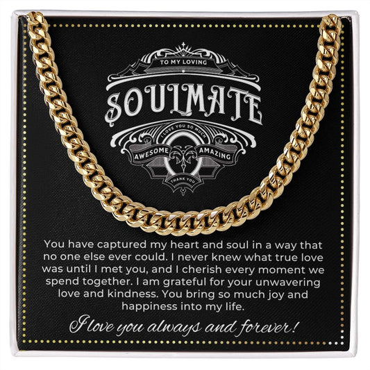 JGF Jewelry Gifts for Family | To My Soulmate Birthday Gifts For Him | Cuban Chain Necklace For Men