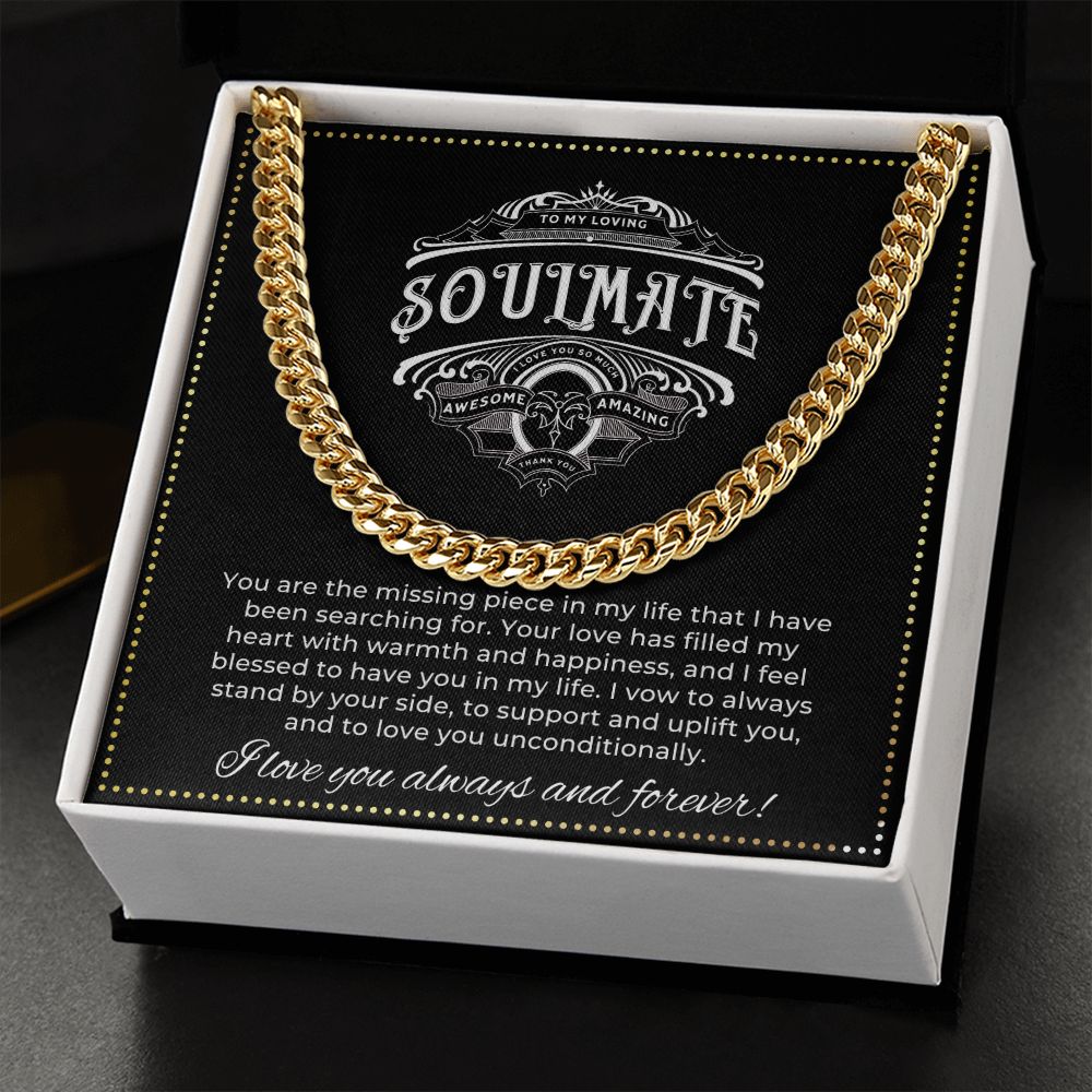 JGF Jewelry Gifts for Family | Cuban Link Chain For Men Sterling Silver | To My Soulmate Anniversary Message Card