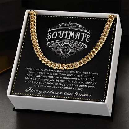 JGF Jewelry Gifts for Family | Cuban Link Chain For Men Sterling Silver | To My Soulmate Anniversary Message Card