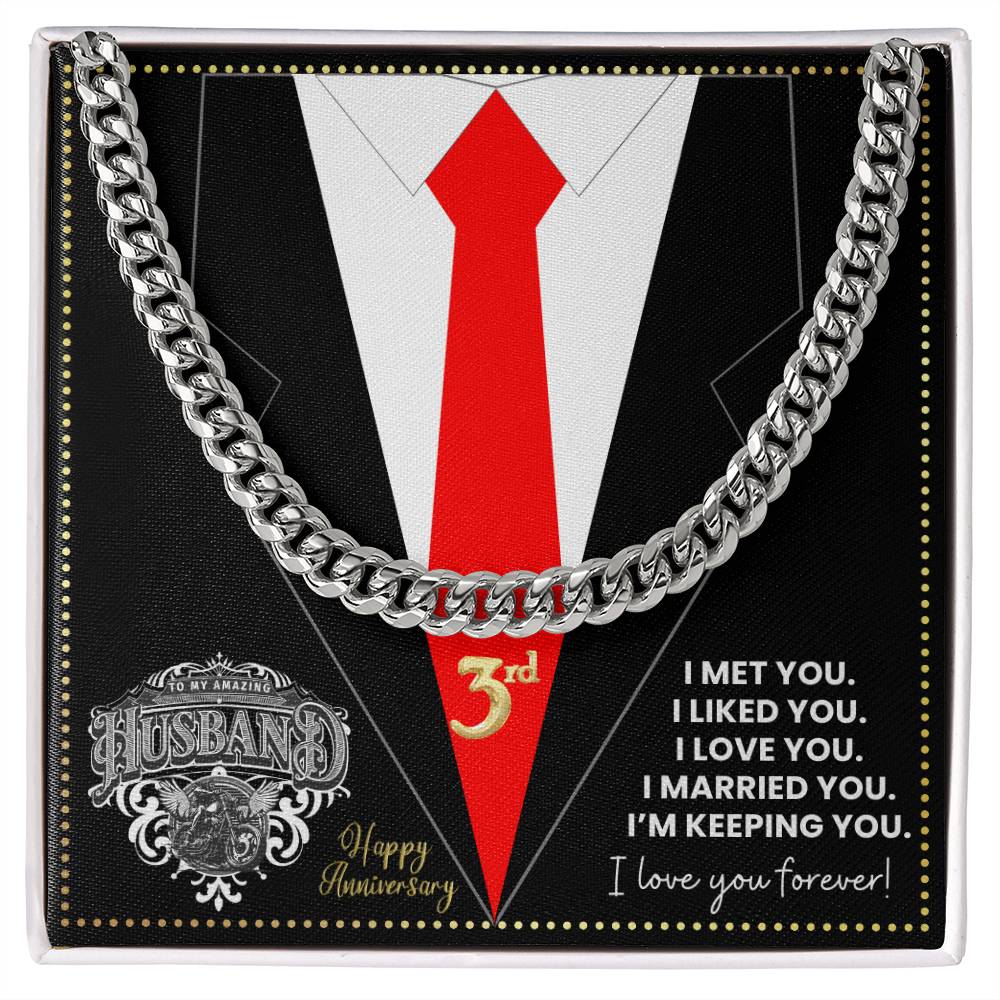 JGF Jewelry Gifts for Family 3rd Anniversary For Husband Chain Necklace For Men