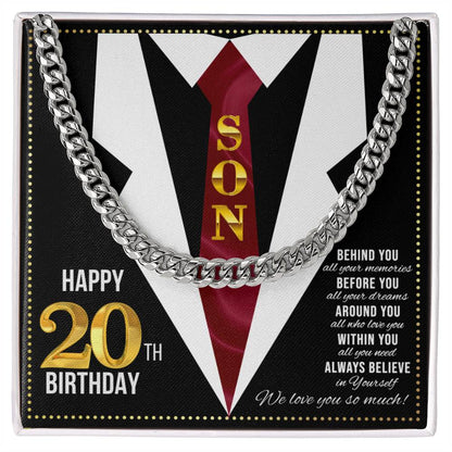 JGF Jewelry Gifts for Family Birthday For 20 Year Old Son Happy 20th Birthday Son Card