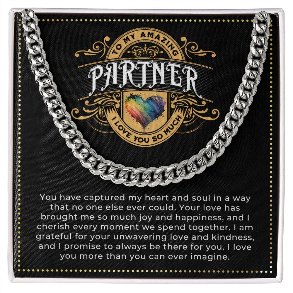 JGF Jewelry Gifts for Family | Mens Sterling Silver Cuban Chain Necklace | Birthday Gifts For Partner | Lgbt Necklace For Men