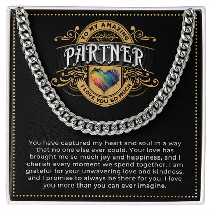 JGF Jewelry Gifts for Family | Mens Sterling Silver Cuban Chain Necklace | Birthday Gifts For Partner | Lgbt Necklace For Men