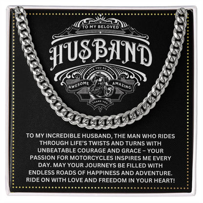 JGF Jewelry Gifts for Family Motorcycle Gifts For Husband Cuban Chain Necklace