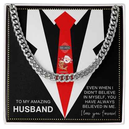 JGF Jewelry Gifts for Family Amazing Husband Christmas Card Cuban Chain Necklace