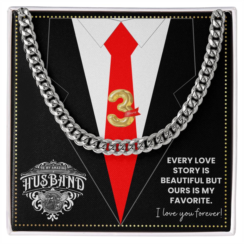 JGF Jewelry Gifts for Family 3rd Third Anniversary For Husband Chain Necklace For Men