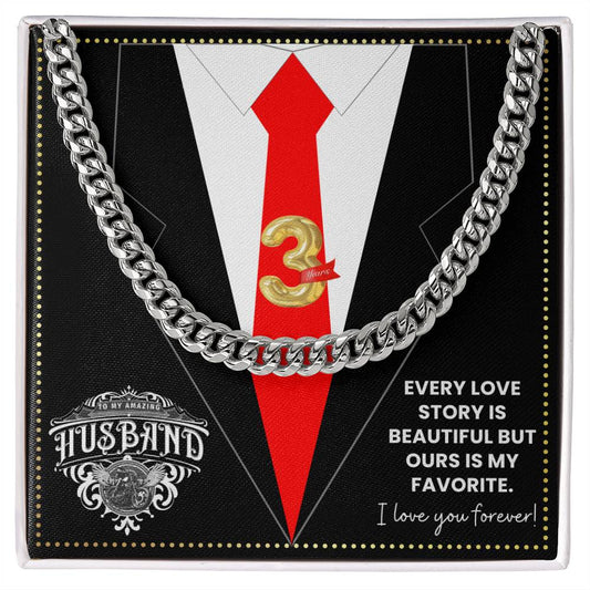 JGF Jewelry Gifts for Family 3rd Third Anniversary For Husband Chain Necklace For Men