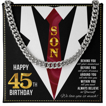JGF Jewelry Gifts for Family Son Happy 45th Birthday Card Male Gifts Present for 45 Year Old Man