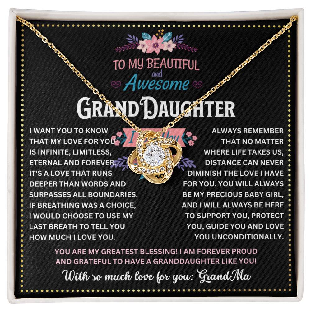 JGF Jewelry Gifts for Family Love Knot Necklaces For Granddaughter From Grandmother
