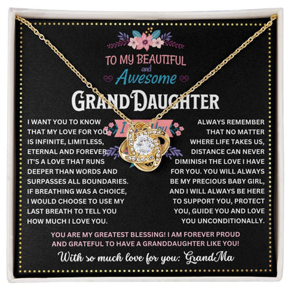 JGF Jewelry Gifts for Family Love Knot Necklaces For Granddaughter From Grandmother