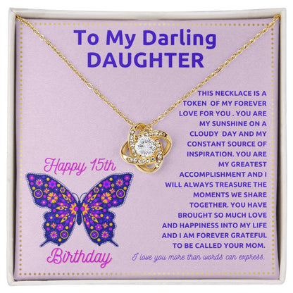 JGF Jewelry Gifts for Family Happy 15th Birthday Card To My Daughter Necklace