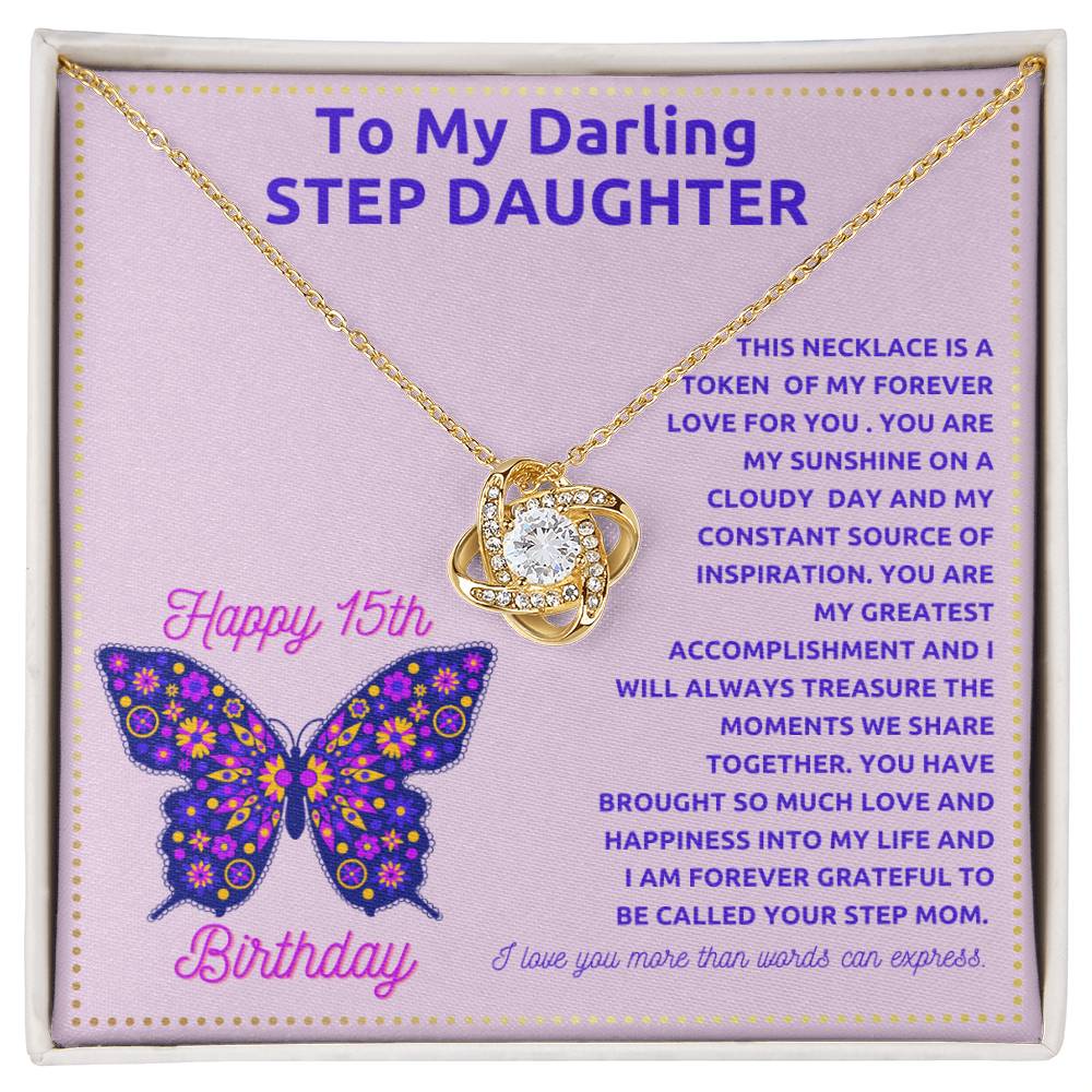 JGF Jewelry Gifts for Family Stepdaughter 15th Birthday Card