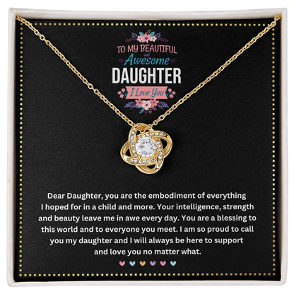 JGF Jewelry Gifts for Family |Love Knot Necklace for Women My Princess | Birthday Gift for my Awesome Daughter from Dad