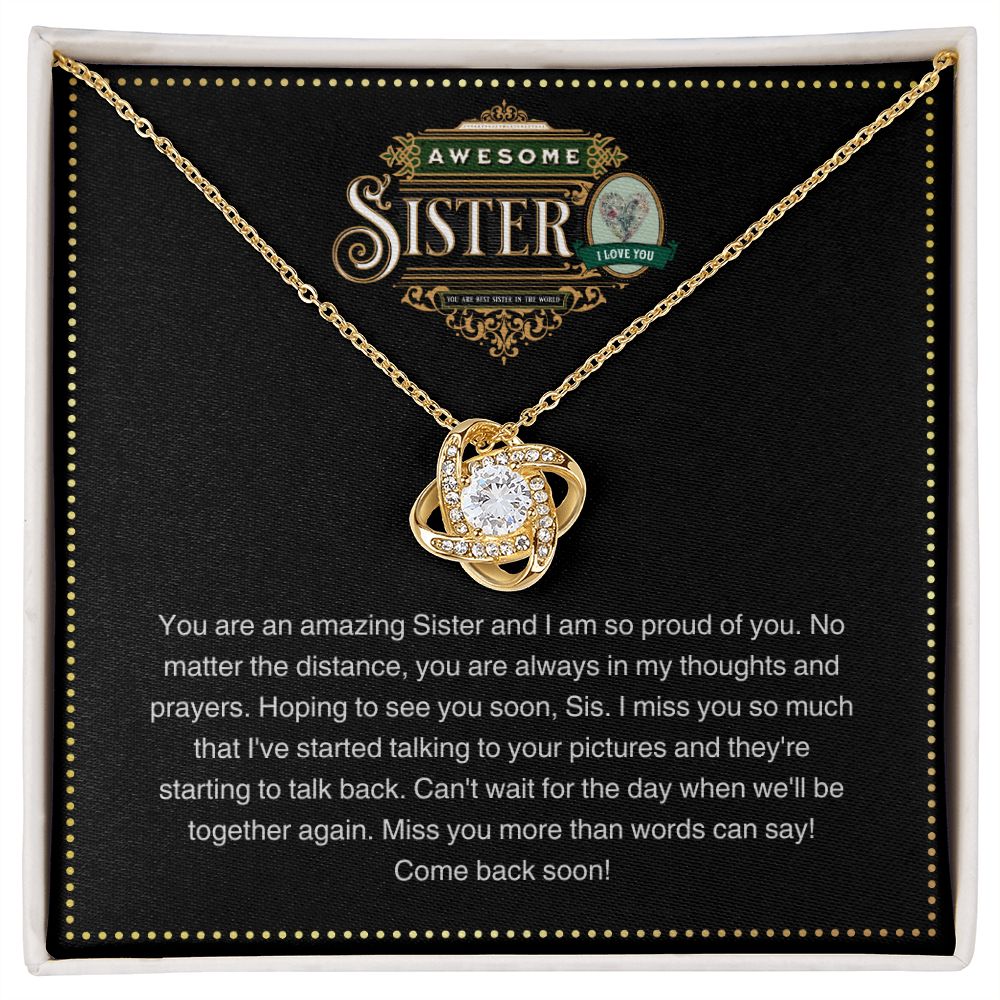 JGF Jewelry Gifts for Family | Sterling Silver Cubic Zirconia Celtic Love Knot Necklace | You are Awesome Gift Box Item Ideas for Sister
