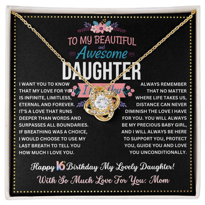 JGF Jewelry Gifts for Family 16th Birthday Card For Daughter From Mom Love Knot Necklaces For Women