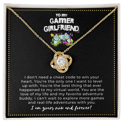 JGF Jewelry Gifts for Family | Love Knot Heart Pendant Necklace For Gamer Girlfriend| Happy Birthday Message Card