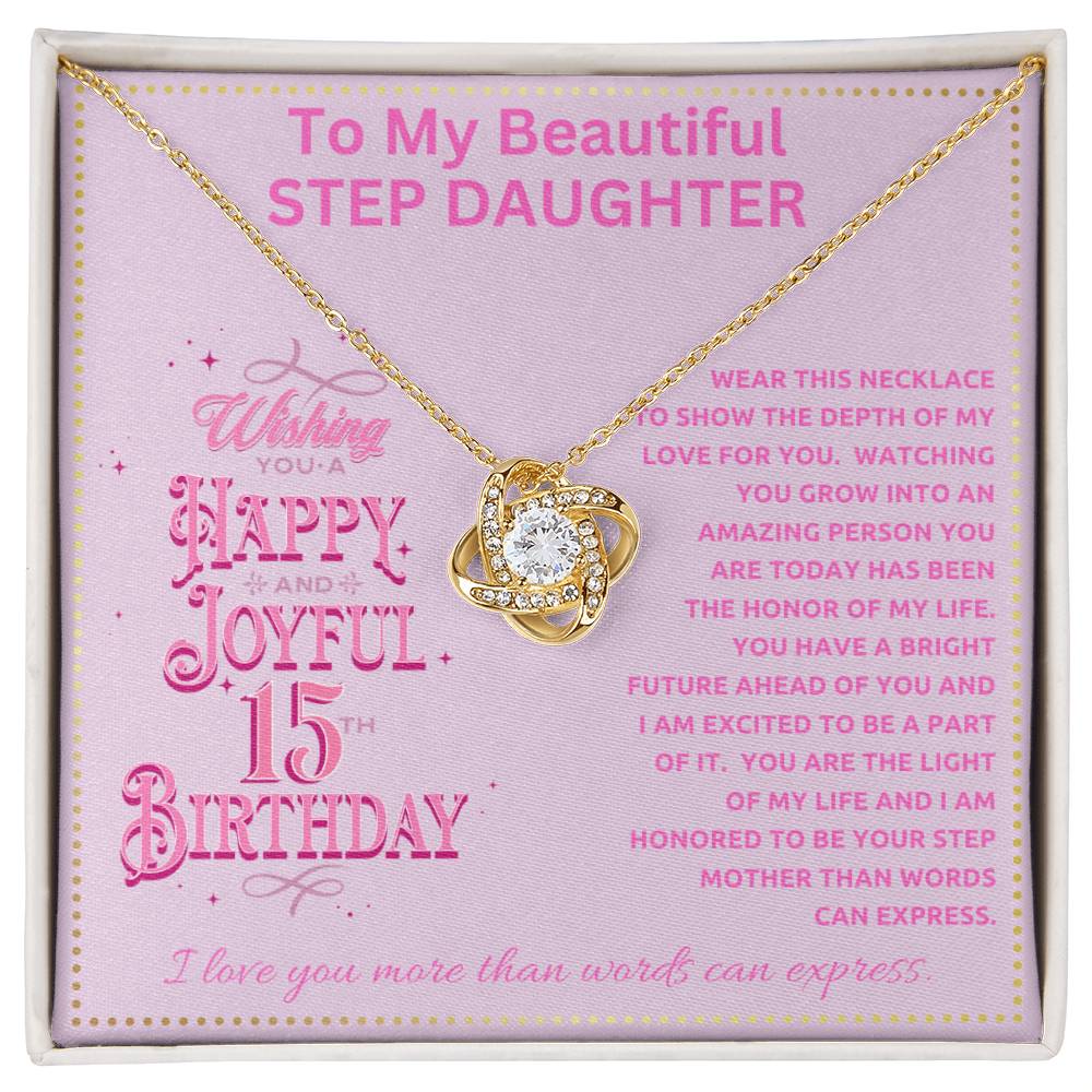 JGF Jewelry Gifts for Family Happy 15th Birthday Card For Step Daughter From Mom and Dad
