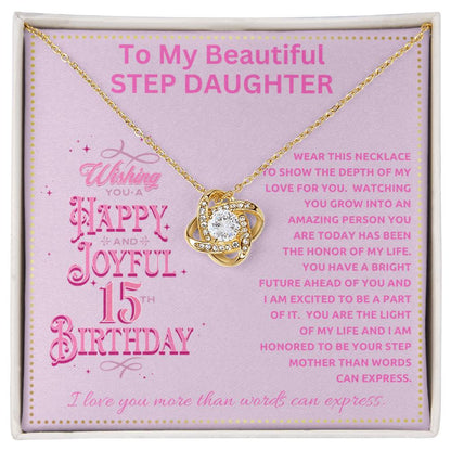 JGF Jewelry Gifts for Family Happy 15th Birthday Card For Step Daughter From Mom and Dad
