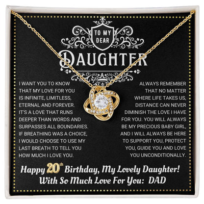 JGF Jewelry Gifts for Family Daughter 20th Birthday From Dad Love Knot Necklace