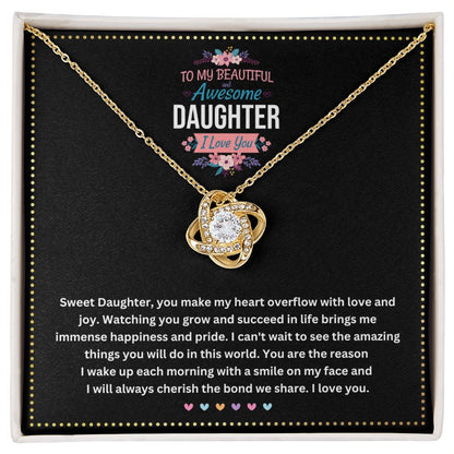 JGF Jewelry Gifts for Family |To My Beautiful Daughter Celtic Love Knot Necklace from Dad | Awesome Gift Basket Item Idea