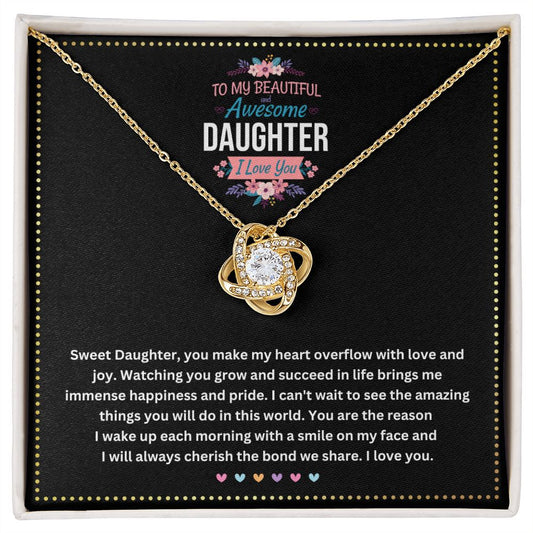 JGF Jewelry Gifts for Family |To My Beautiful Daughter Celtic Love Knot Necklace from Dad | Awesome Gift Basket Item Idea