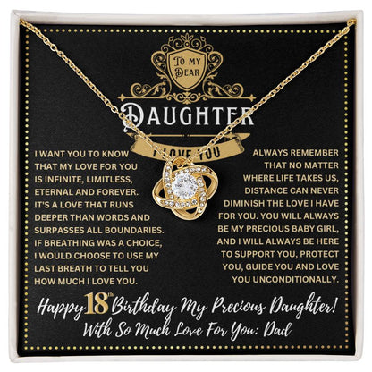 JGF Jewelry Gifts for Family 18th Birthday Card For Daughter From Dad Love Knot Necklace