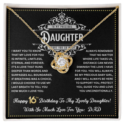 JGF Jewelry Gifts for Family Happy 16th Birthday Card Daughter Love Knot Necklace