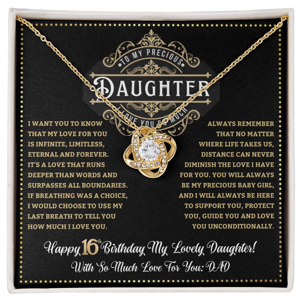 JGF Jewelry Gifts for Family Sweet 16 Necklace Jewelry Daughter Love Knot Necklace From Dad