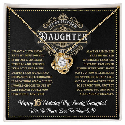 JGF Jewelry Gifts for Family Sweet 16 Necklace Jewelry Daughter Love Knot Necklace From Dad