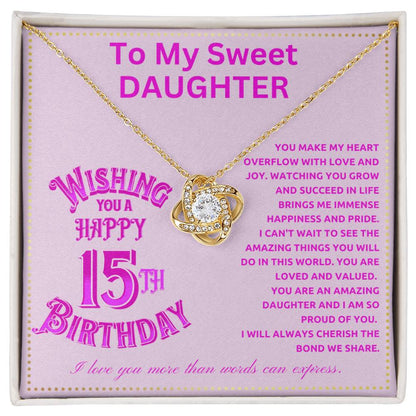 JGF Jewelry Gifts for Family Happy Sweet 15th Birthday To My Daughter Necklace