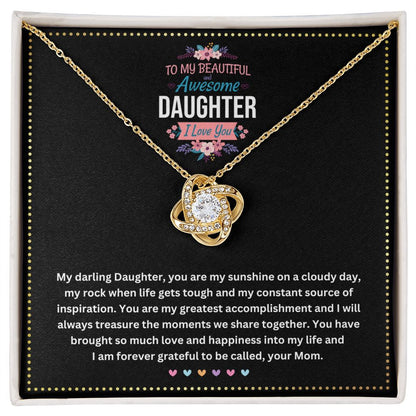 JGF Jewelry Gifts for Family |I Love You Sterling Silver Cubic Zirconia Celtic Love Knot Necklace for Daughter from Mom